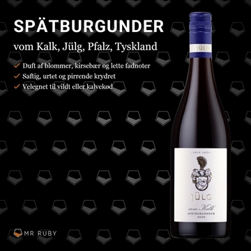 2023 Spätburgunder vom Kalk, Weingut Jülg, Pfalz, Tyskland